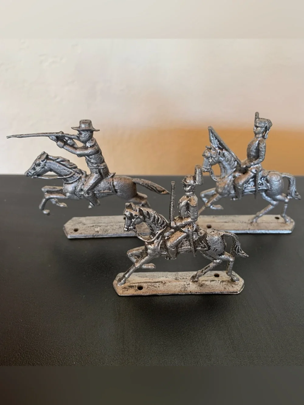 Vintage Cast Metal Cavalry Toy Soldiers - Set of 3 Miniature Cavalry Soldiers